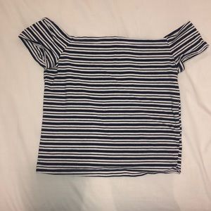striped off the shoulder top